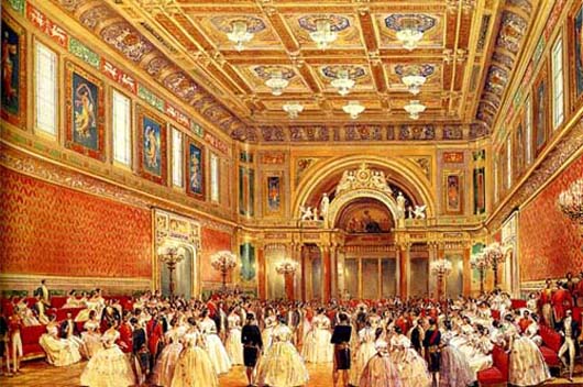1856 Louis Haghe painting titled The New Ballroom, Buckingham Palace.